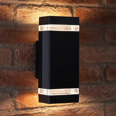 Up- und Down-Wandleuchte Schwarz, Warmweiß, 2x7W LED, IP44