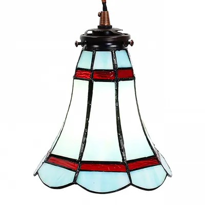 Obrázok produktu pre Clayre & Eef 5LL-6202 Závesná lampa Tiffany Ø 15x115 cm E14-max 1x25W Modrá - červená