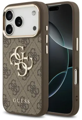 Productafbeelding van Guess 4G Classic Logo telefoonhoesje voor iPhone 18 Pro / 17 Pro, bruin