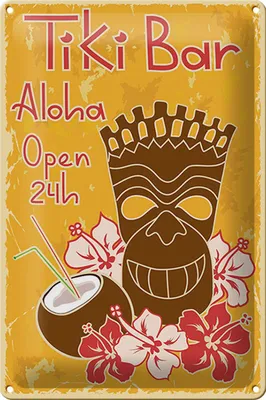 Produktbild von Blechschild Alkohol 20x30cm Tiki Bar Aloha Hawaii