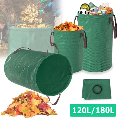 Produktbild von LARS360 Gartenabfallsack 120L Faltbar, 3er Set, Robuste Gartentasche für Laub und Gartenabfälle, Falt-Gartensack mit starken Griffen, für den Außenbereich und Gartenpflege