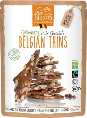 Produktbild von STÜCKE MILCHSCHOKOLADE MIT MANDELN UND KOKOSNUSS120 g - BELVAS