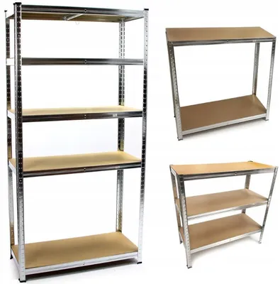 Produktbild von Metallregal mit 5 Böden und Stecksystem 180 × 90 × 40 cm, 4 mm MDF-Einlage, Tragfähigkeit 175 kg, Montageleicht
