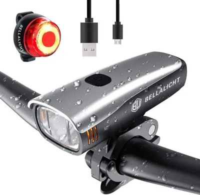 Immagine prodotto di Bellalicht Kit di illuminazione anteriore e posteriore a LED per bicicletta - 60 Lux -