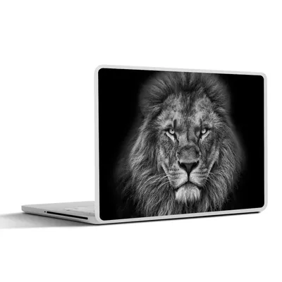 Produktbild von MuchoWow® Laptop Aufkleber Sticker Cover Tiere - Löwe - Schwarz - Weiß - Porträt 36.5x27.5 cm - Laptop-Sticker