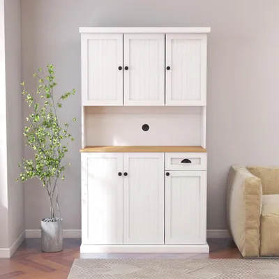 Produktbild von Küchenschrank - Aufbewahrungsschrank - Buffet - Apothekerschrank - Unterschrank - 180 cm, Weiß - Verstellbare Einlegeböden