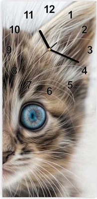 Produktbild von Wanduhr aus Glas mit Motiv Blaue Augen Kätzchen- 30 x 60 cm - inkl. Aufhängesystem
