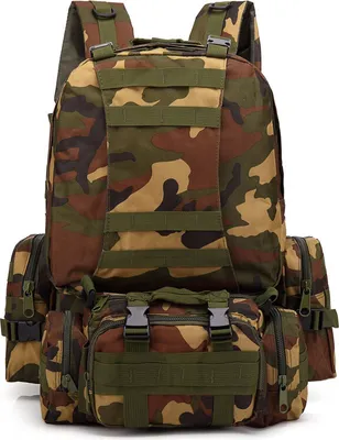 Produktbild von 55L Taktischer Rucksack Military Assault Pack Camping Wandern Outdoor Reisen Rucksack Wasserdicht Abnehmbar,Grüne Tarnung