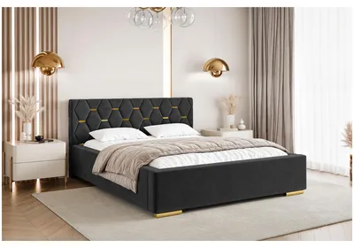 Produktbild von MEBLINI Versal Polsterbett 180x200 mit Stauraum - Lattenrost und Bettkasten - Kopfteil Bett mit Stauraum - Doppelbett - Stauraumbett - Betten - 180x200 - Schwarz Samt ohne Matratze