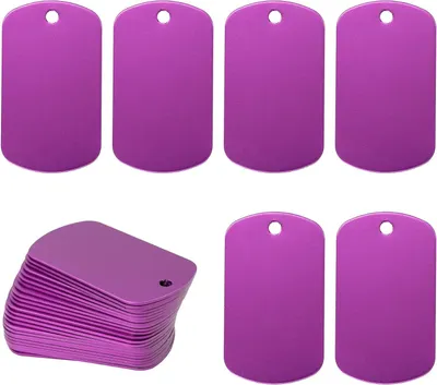 Productafbeelding van Aluminium Gravure Tags - Blanco Hondenpenning - Huisdier Identificatie - Glad Gepolijst - 25 Stuks - Paars
