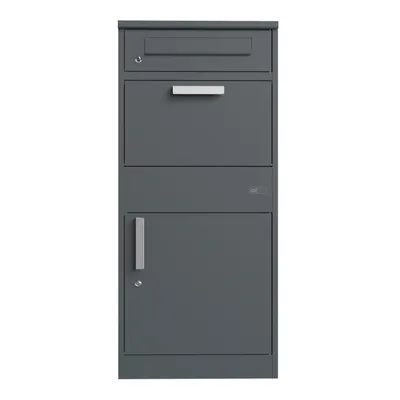 Produktbild von AXI Levi Paketbriefkasten aus Metall in Anthrazit | Briefkasten für Post und Pakete mit Schlüssel | Paketbox / Parcel Box 50,6 x 38,3 x 112 cm