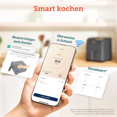 Produktbild von Cosori Heißluftfritteuse XXL, Dual Blaze, 6,4 L,Wifi verbunden,12 Funktionen,Full Touch Screen, 1700,00 W, 12 Programme,LED Display,Touchscreen