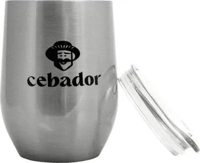 Immagine prodotto di Cebador - Tazza da mate TermoLid 350 ml - Acciaio inossidabile a doppia parete, color argento - Con coperchio e foro per la bombilla - Mantiene a lungo la temperatura - Moderna e versatile