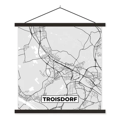 Produktbild von MuchoWow® Textilposter Troisdorf - Karte - Stadtplan - Deutschland 60x60 cm mit schwarzem Rahmen - Posteraufhänger