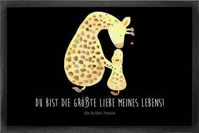 Produktbild von Mr. & Mrs. Panda Schuhabstreifer Giraffe Kind 50 x 75 cm - Schwarz - Geschenk, Sohn, Mutter, Afrika, Schmutzmatte, Mama, Schmutzfangmatte, Lieblingsmensch, Tochter