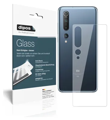 Produktbild von 1x Schutzfolie für Xiaomi Mi 10 Pro Rückseite - Anti-Shock 9H Folie dipos Glass Kunststoffglas
