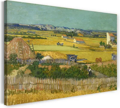 Produktbild von Leinwandbild (100x70cm): Vincent van Gogh - Die Ernte, echter Holz-Keilrahmen inkl. Aufhänger, handgefertigt in Deutschland