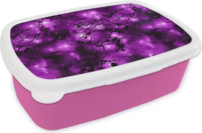 Produktbild von KitchenYeah® Lunchbox Brotzeit Brotdose 17x11 cm Sternenhimmel - Marmor - Lila - Schwarz - Muster Kinder Brotzeitdose - Lunchpaket - Brotkasten  - Sandwich Box