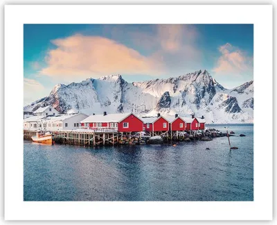 Produktbild von Poster - Poster ohne Rahmen - Lofoten Dorf Angeln - 50x40 cm - Wand Bild - Wanddeko - Wandbilder - Kunstposter - Wandposter - Bilder - Kunstdruck - Wanddekoration - Wandbild - P2XAA50x40-4762