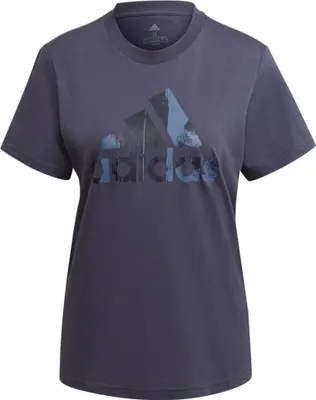 Produktbild von adidas Damen T-Shirt Größe XS aus 100% Baumwolle mit verzerrtem Logo-Print