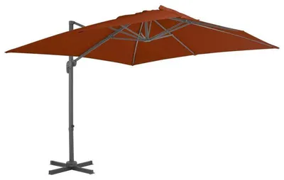 Imagen del producto de Sombrilla de 300x300 cm - Color terracota - Estructura de aluminio - Altura ajustable y resistente a la intemperie