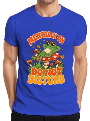 Produktbild von Mentally On Do Not Disturb Frosch Pilz Hippie Statement Sarkasmus Herren T-Shirt, Blau, XXL