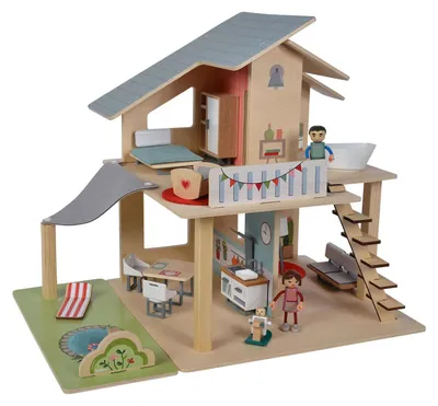 Poppenhaus mit Möbeln, 25-tlg., Holz, 53x36x44 cm, ab 3 Jahren