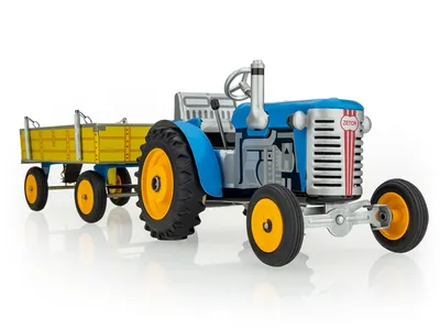 Zdjęcie produktu dla Traktor ZETOR z rolką - niebieski - metalowe koła