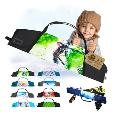 Produktbild von Skitasche für Kinder Kinderskitasche Skisack für Ski und Skistöcke Skibag Skicover wasserdicht 105cm 125cm 145cm (Modell 8/125cm)
