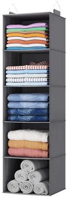 Immagine prodotto di Organizer appendiabiti da armadio - 5 scomparti - Grigio - 28 x 28 x 100 cm - Pieghevole