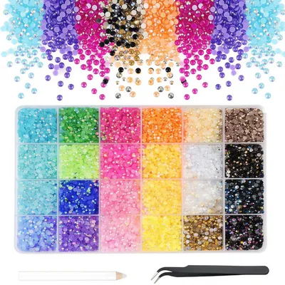 Strasssteine Set 24000 Stück, 24 Farben, 3 mm, mit Pinzette