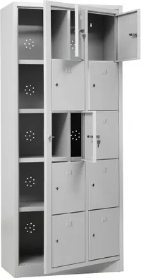 Produktbild von Gürkan Schließfachschrank lichtgrau 107699, 10 Schließfächer 80,0 x 45,0 x 190,0 cm