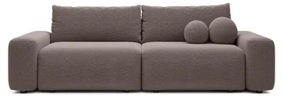 Produktbild von Sofa RUOTA mit Schlaffunktion, Schlafsofa, Wohnzimmersofa, Couch, Soffa, Bettsofa, Bucle-Stoff – Braun LAMBI 3