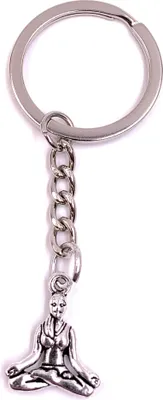 Produktbild von Onwomania Schlüsselanhänger Meditation Meditierende Frau Yoga Silber Metall Anhänger Charm