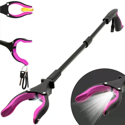 Produktbild von Greifzange, Greifhilfe mit Magnet und Licht, Müllgreifer, Abfallzange, Faltbare Greifzange für Senioren - 82cm