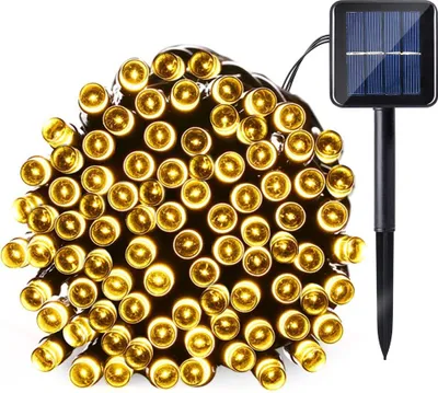 Produktbild von 10M 100Leds Solar Lichterkette Außen Innen,Warmweiß Weihnachtsbeleuchtung 8 Modi Wasserdicht, Deko für Weihnachten Hof Garten Balkon Baum Camping