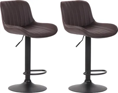 Produktbild von CLP 2er Set Barhocker Lentini Kunstleder drehbar mit Höhenverstellung | Farbe braun Gestell Farbe schwarz
