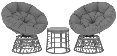 Imagen del producto de Conjunto de muebles de jardín - Muebles de exterior - Sillas de jardín - Sillas tipo papasan - Juego de jardín en gris - Sillas papasan giratorias