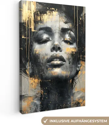 Obrázek produktu pro OneMillionCanvasses® - Obrazy na plátně - Žena - Umění - Zlato - Abstraktní - Glamour, nástěnné umění, nástěnné dekorace Obývací pokoj, 20x30cm