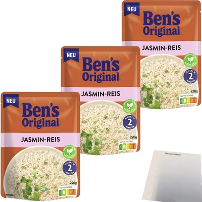 Produktbild von Ben's Original Express Jasmin-Reis 3er Pack (3x220g Packung) + usy Block