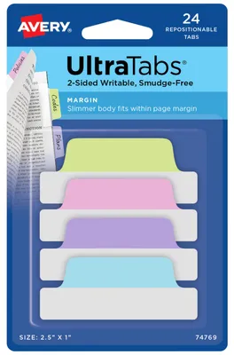 Immagine prodotto di AVERY Zweckform 74769 AVERY Zweckform UltraTabs Schmal Haftmarker farbsortiert 24 Blatt