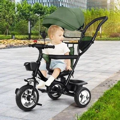 Imagen del producto de Bicicleta para niños con sistema de asiento infantil multifuncional - Verde - 46x75x106 cm