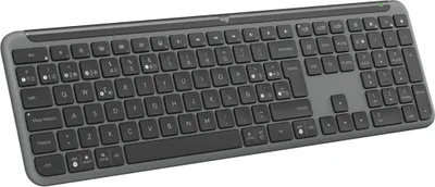 Produktbild von Logitech Signature Slim K950, Volle Größe (100%), Kabellos, RF Wireless + Bluetooth, Scherenschalter, QWERTY, Graphit