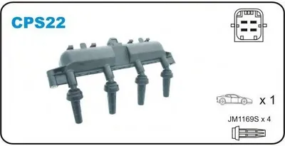 Produktbild von JANMOR CPS22 Zündspule passend für PEUGEOT 206 Schrägheck (2A/C) 106 II Schrägheck (1A, 1C) für CITROËN Berlingo / Berlingo First (MF, GJK, GFK)