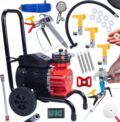 Obrázok produktu pre Rosfix Set Red Strong Storm 1100 RSS05 – Bezvzduchová Striekacia Pištoľ na Farby 3500W 22MPa 18L/min