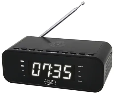 Zdjęcie produktu dla Adler AD 1192B, Cyfrowy budzik, Czarny, 12h, FM, 5 W, Niebieski