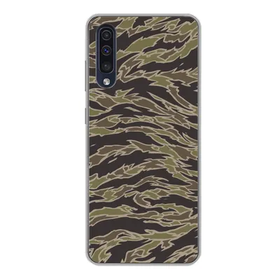Produktbild von MuchoWow® Handyhülle Schutzhülle Hülle für Samsung Galaxy A50 Camouflage-Muster mit Streifen Silikon Softcase Handy Hülle - Mobiltelefonhülle