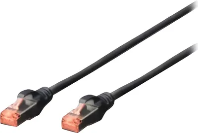 Produktbild von DIGITUS Patchkabel Cat6 S/FTP 2xRJ45 0.25m schw Hebelschutz Polybeutel