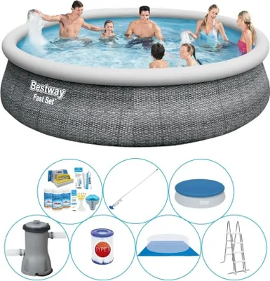 Zdjęcie produktu dla Zestaw basenowy - Bestway Fast Set 457x107 cm okrągły - rattanowy
