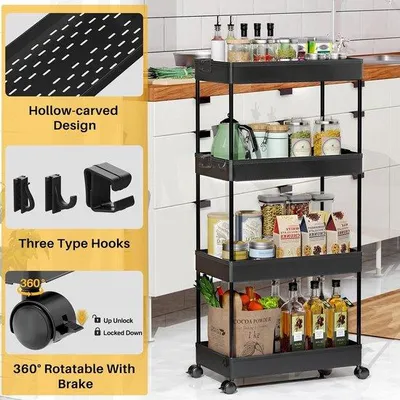 Produktbild von Famanu Multifunktionale Trolley mit Rädern für Küche, Büro, Badezimmer - Aufbewahrungstrolley